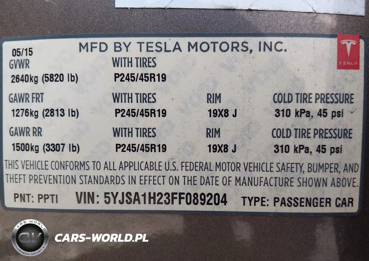 2015 Tesla Model S 70D-85D-P85D VIN:5YJSA1H23FF089204 - 9