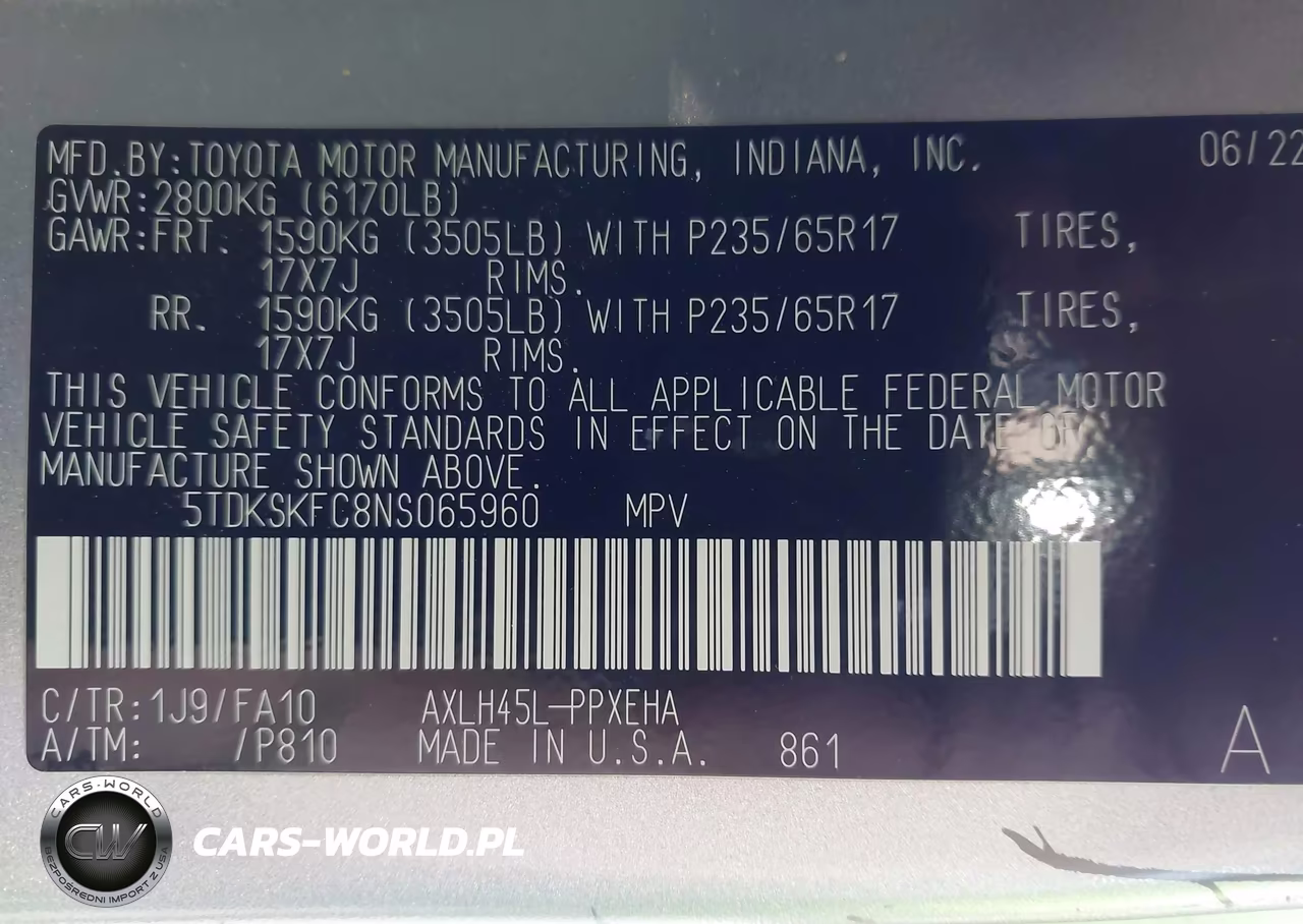 2022 Toyota Sienna Le VIN:5TDKSKFC8NS065960 - 9