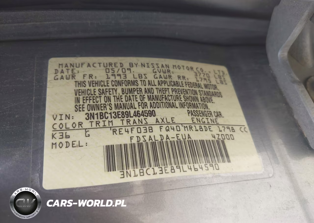 2009 Nissan Versa 1.8S VIN:3N1BC13E89L464590 - 9