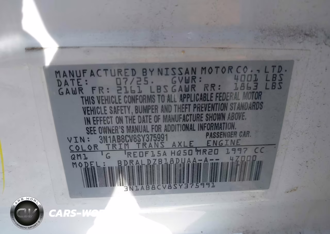 2025 Nissan Sentra Sv VIN:3N1AB8CV8SY375991 - 9