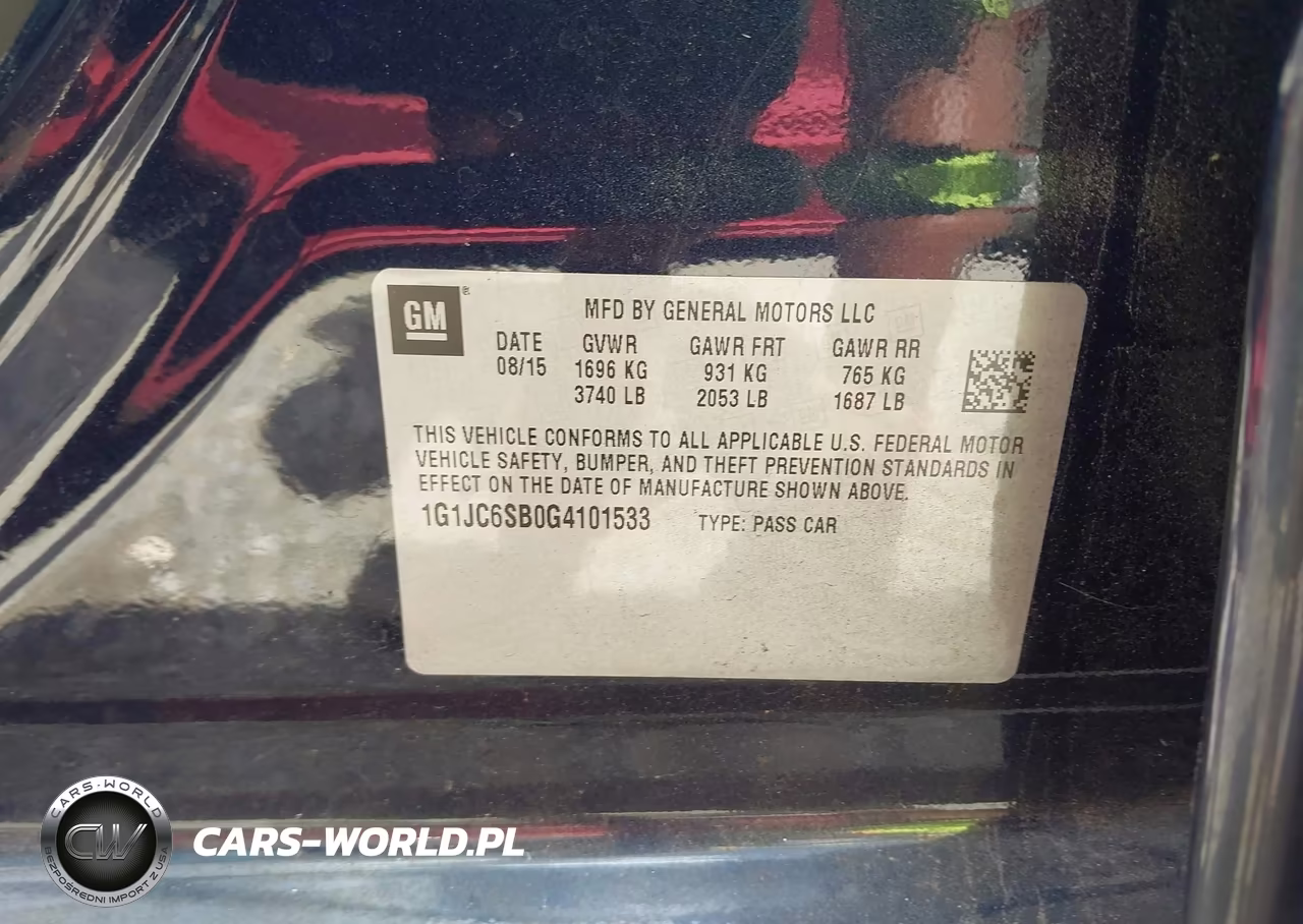 2016 Chevrolet Sonic Lt Auto VIN:1G1JC6SB0G4101533 - 9