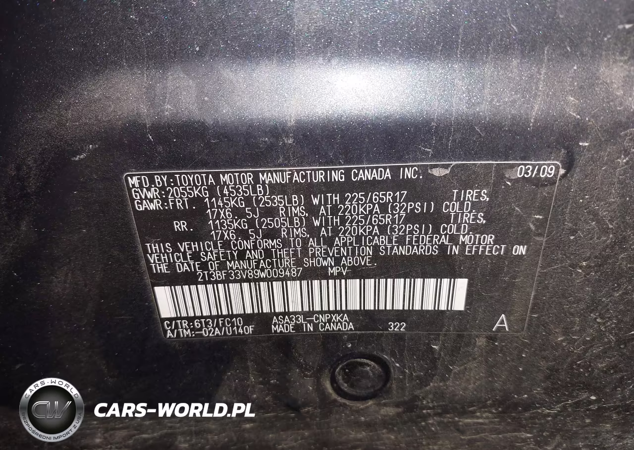 2009 Toyota Rav4 VIN:2T3BF33V89W009487 - 9