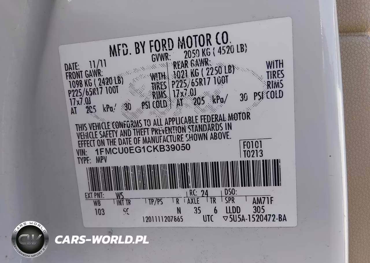 2012 Ford Escape Limited VIN:1FMCU0EG1CKB39050 - 9