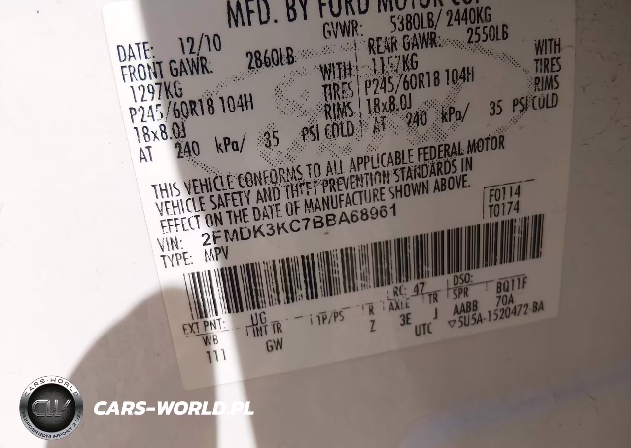 2011 Ford Edge Limited VIN:2FMDK3KC7BBA68961 - 9