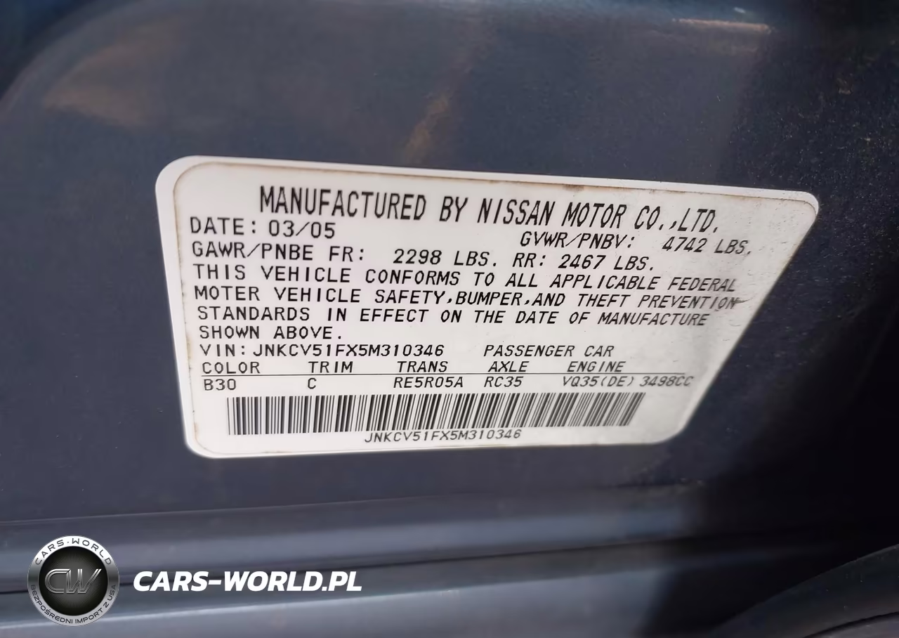 2005 Infiniti G35X VIN:JNKCV51FX5M310346 - 9