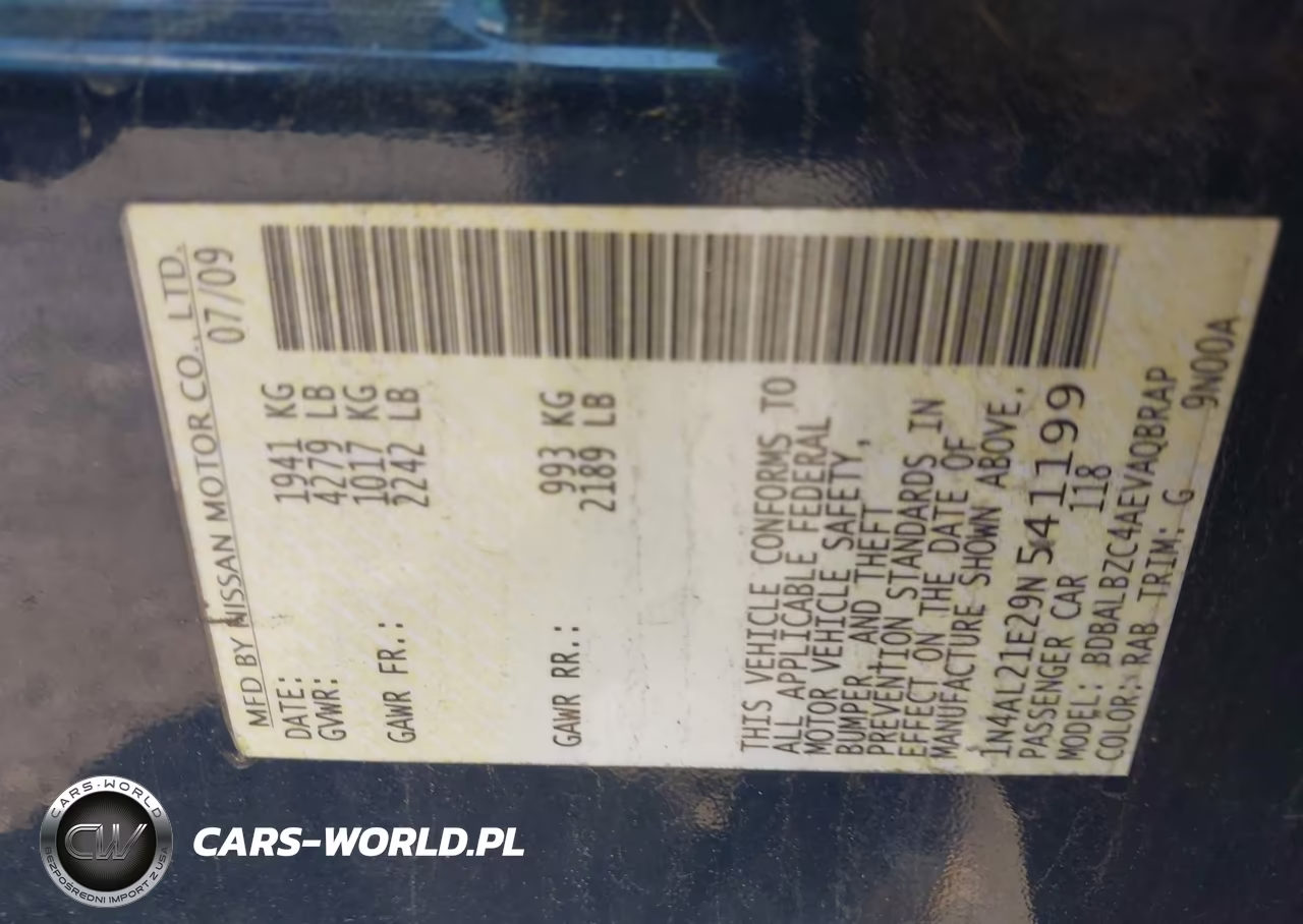 2009 Nissan Altima 2.5 S VIN:1N4AL21E29N541199 - 9
