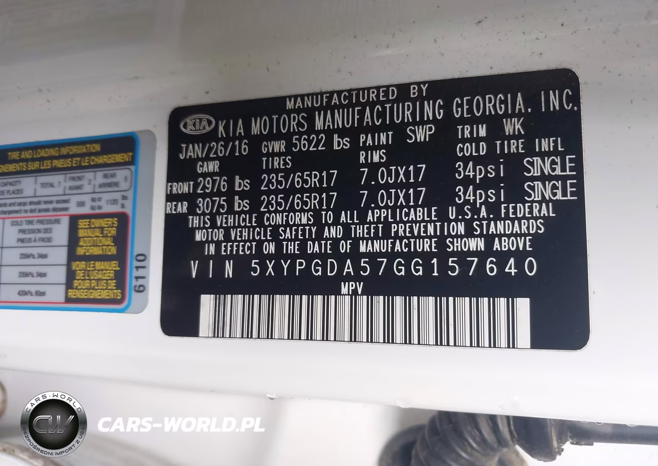2016 Kia Sorento 3.3L Lx VIN:5XYPGDA57GG157640 - 9