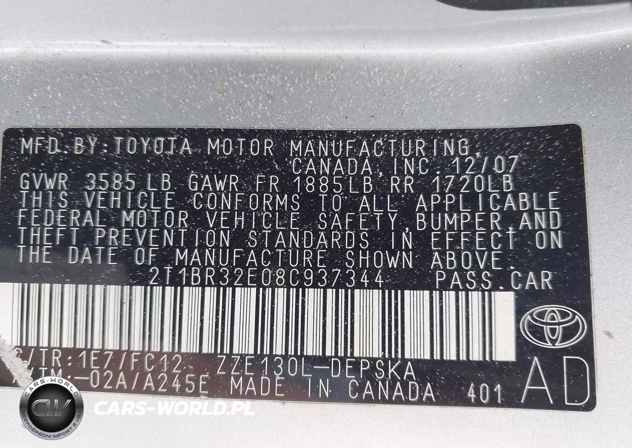 2008 Toyota Corolla S VIN:2T1BR32E08C937344 - 9