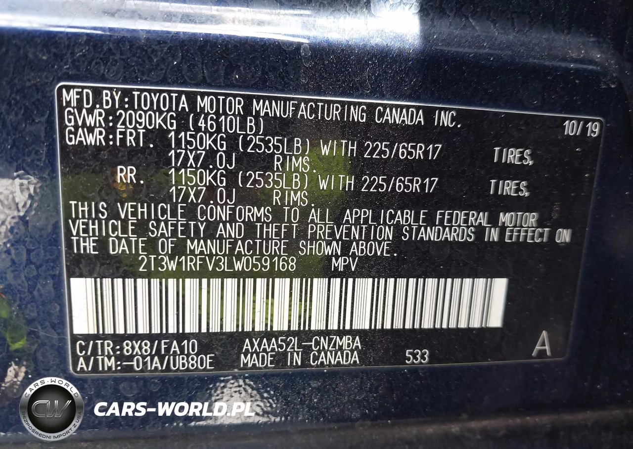 2020 Toyota Rav4 Xle VIN:2T3W1RFV3LW059168 - 9