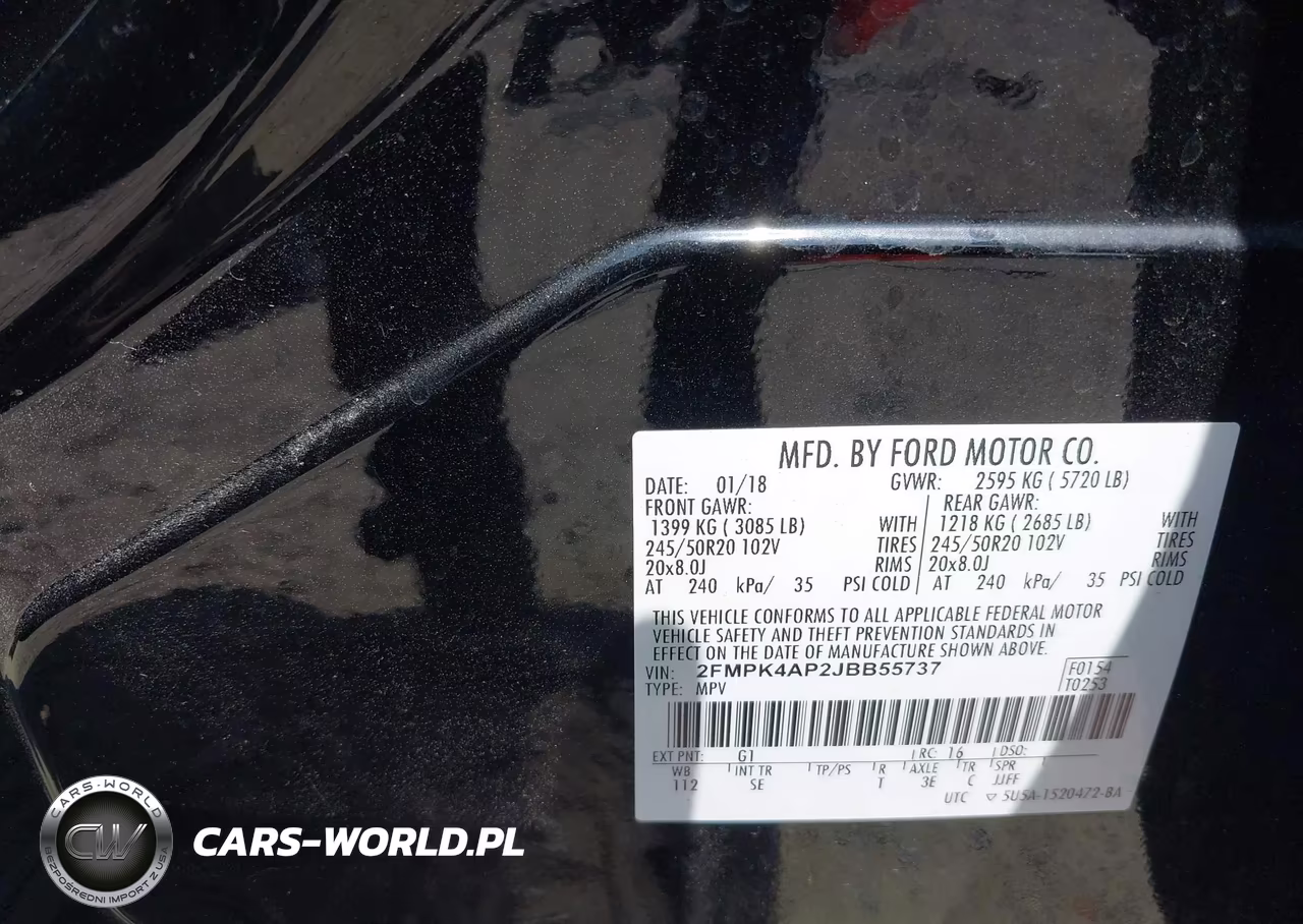 2018 Ford Edge Sport VIN:2FMPK4AP2JBB55737 - 9