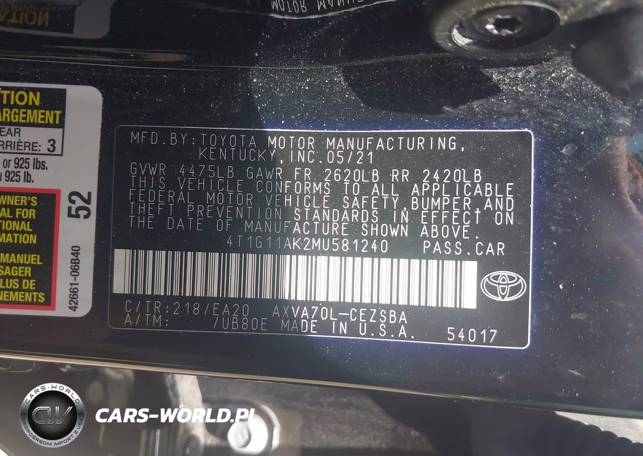 2021 Toyota Camry Se VIN:4T1G11AK2MU581240 - 9