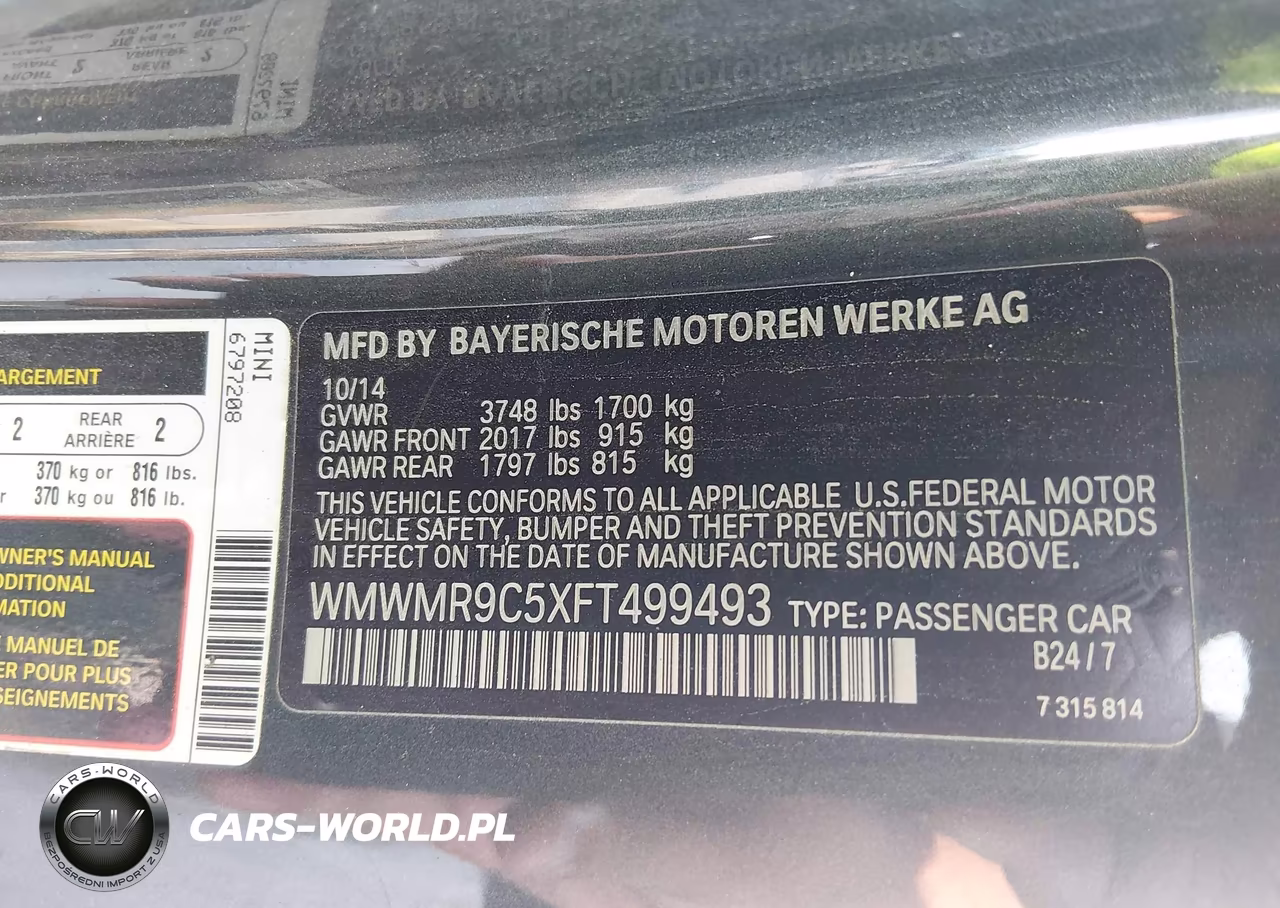2015 Mini Convertible John Cooper Works VIN:WMWMR9C5XFT499493 - 9