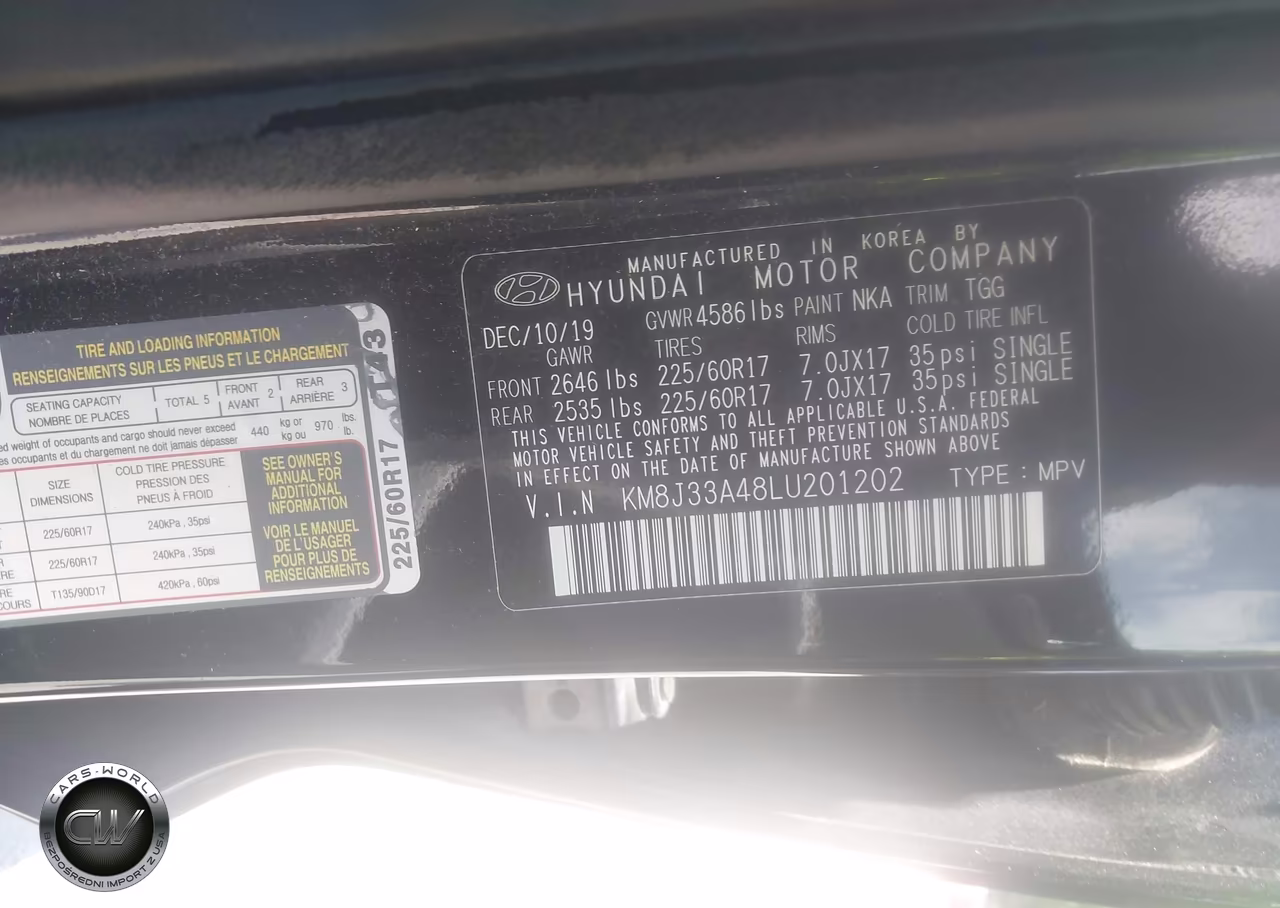 2020 Hyundai Tucson Value VIN:KM8J33A48LU201202 - 9