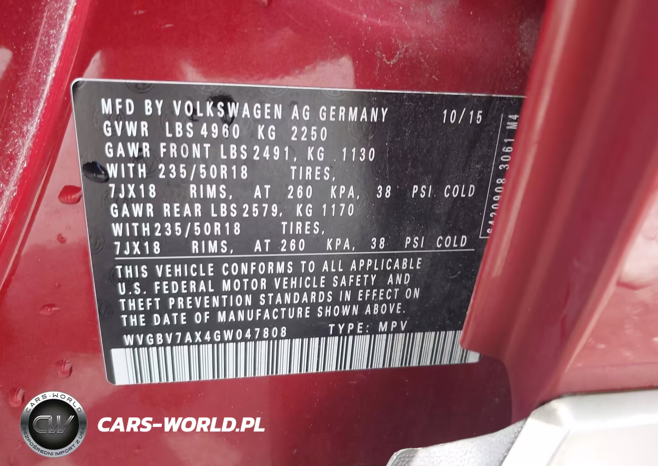 2016 Volkswagen Tiguan Se VIN:WVGBV7AX4GW047808 - 9