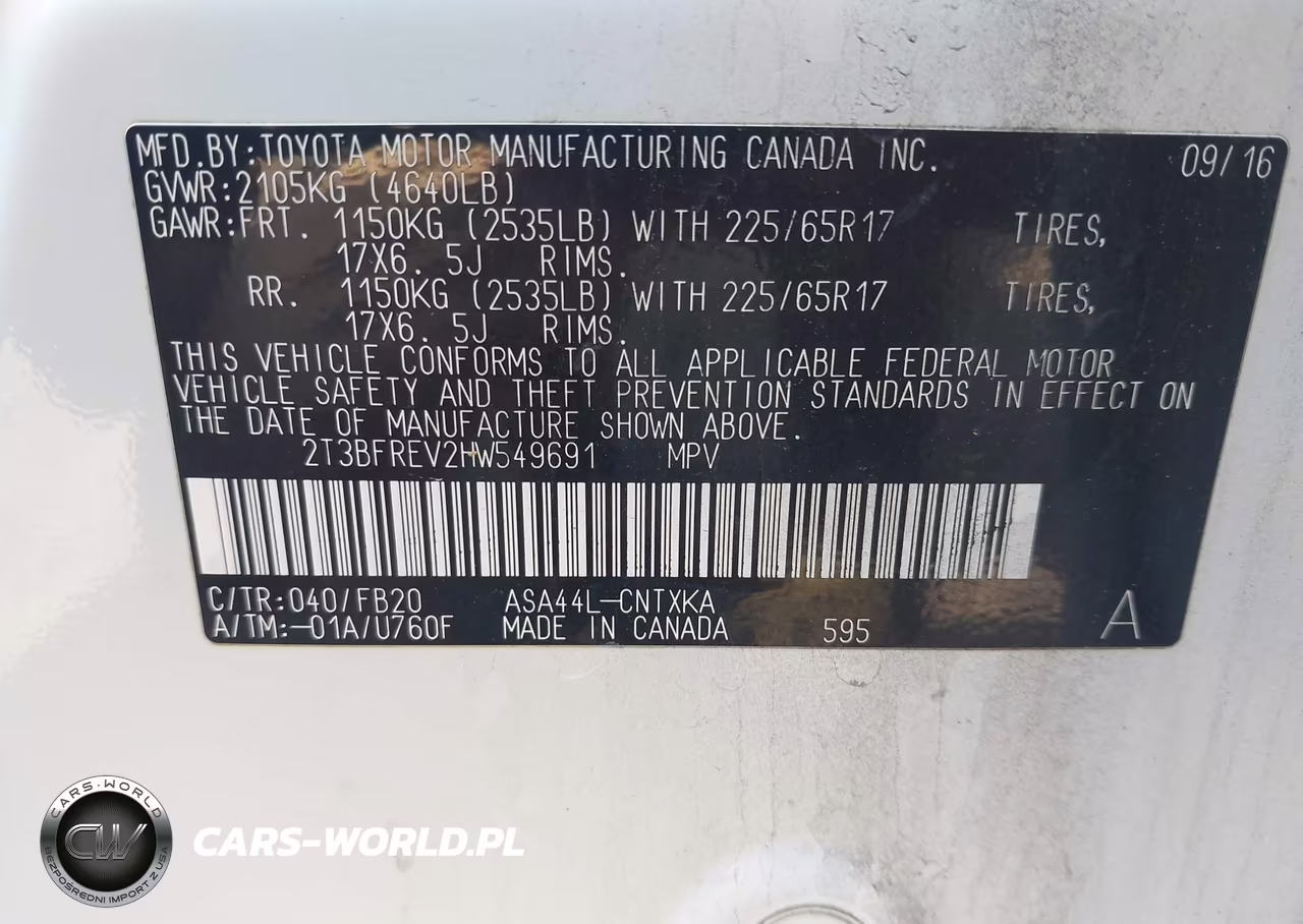 2017 Toyota Rav4 Le VIN:2T3BFREV2HW549691 - 9