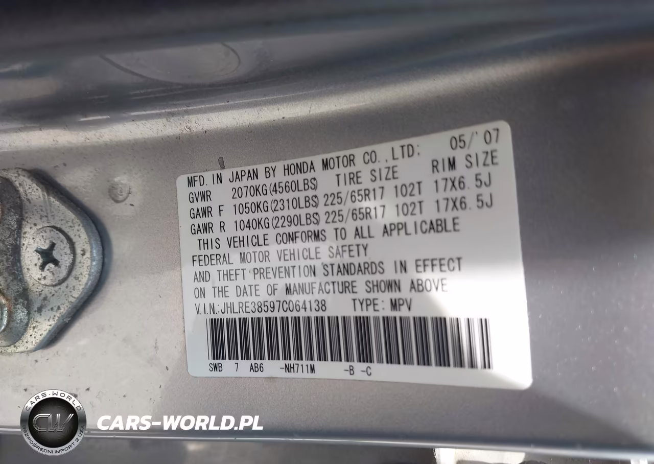 2007 Honda Cr-V Ex VIN:JHLRE38597C064138 - 9