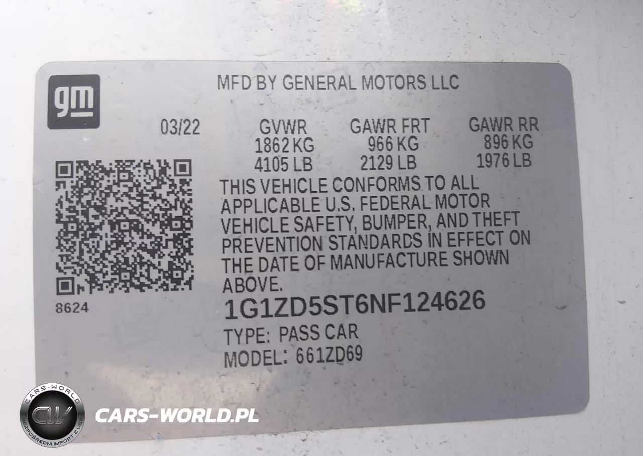 2022 Chevrolet Malibu Fwd Lt VIN:1G1ZD5ST6NF124626 - 9