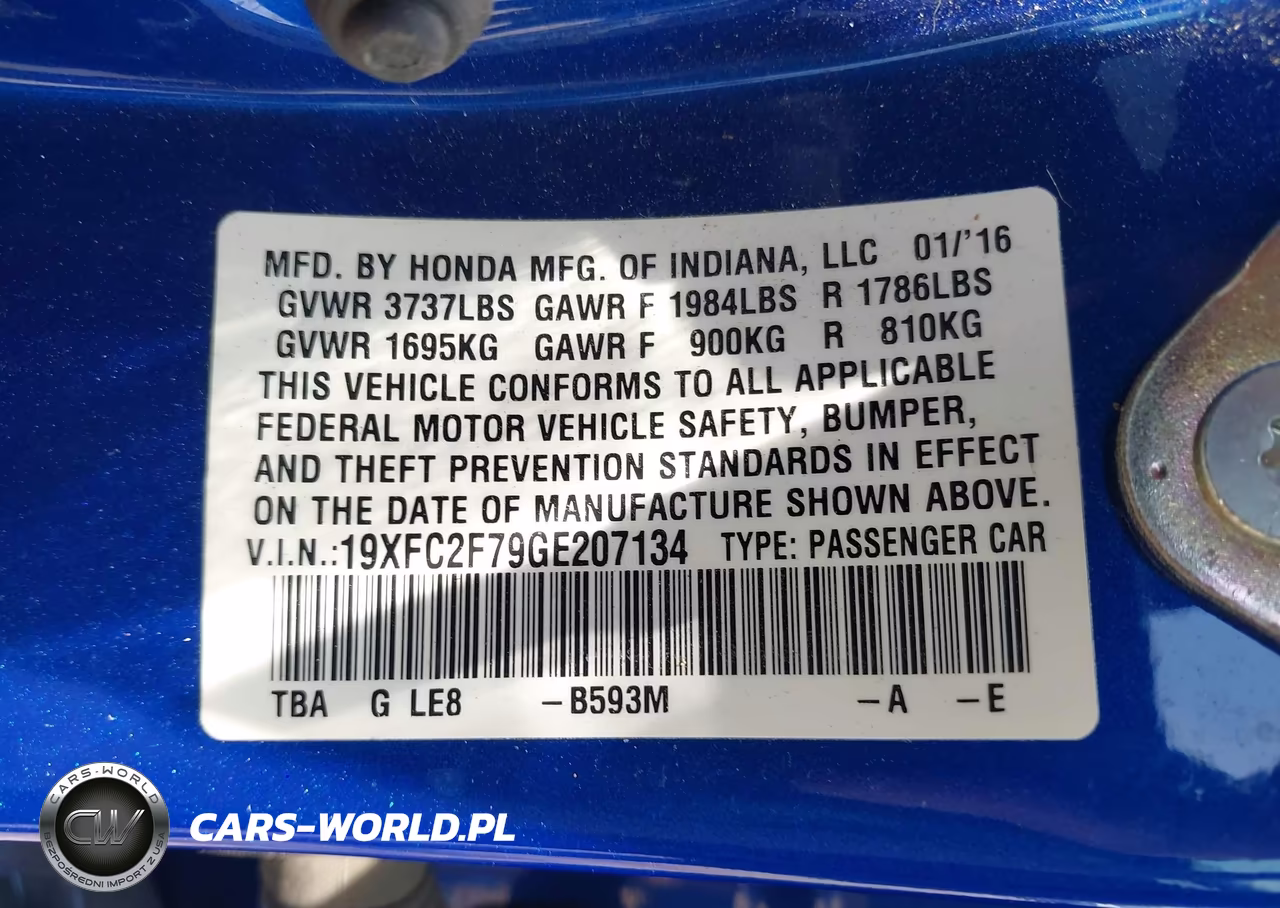 2016 Honda Civic Ex VIN:19XFC2F79GE207134 - 9