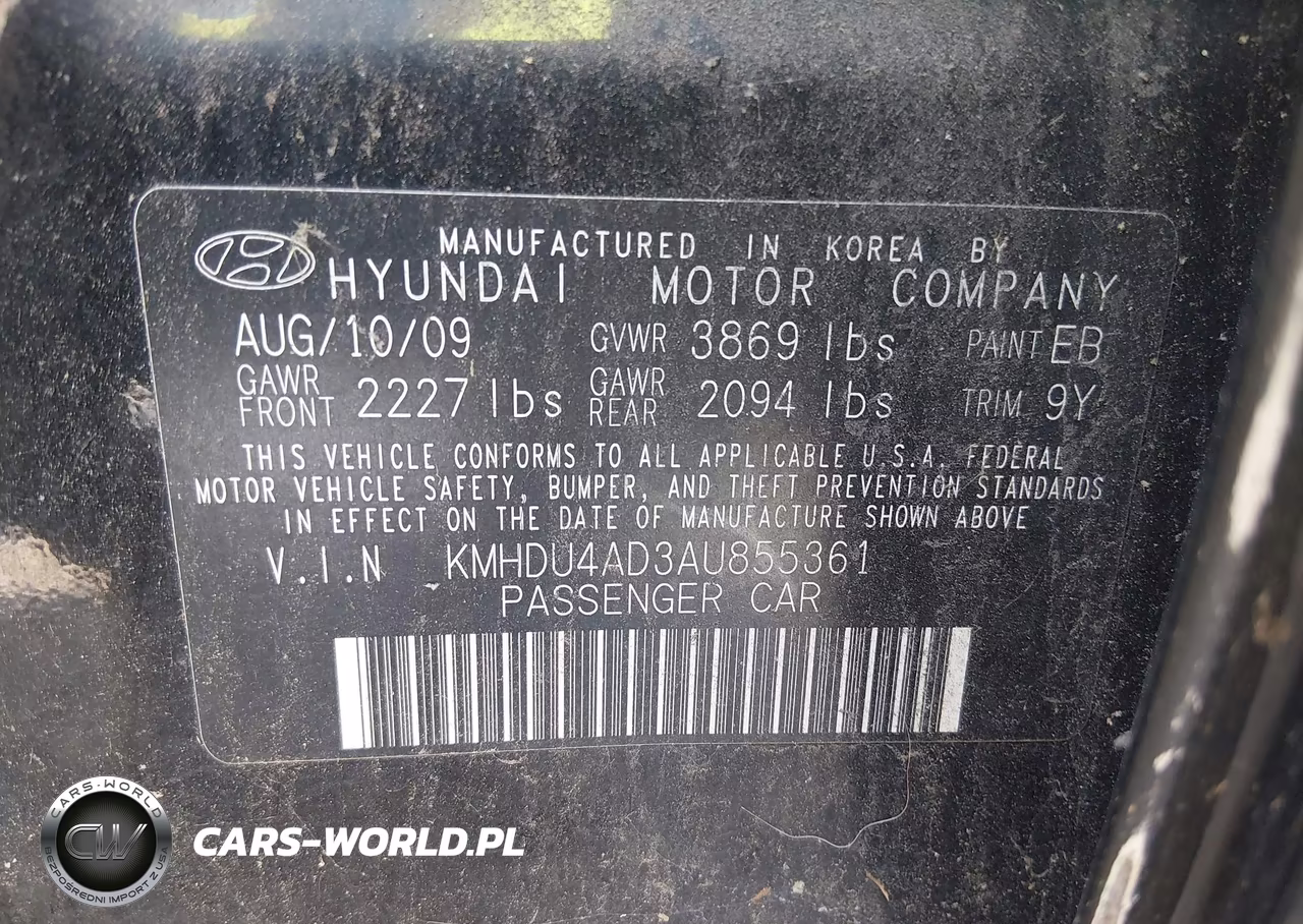2010 Hyundai Elantra Gls VIN:KMHDU4AD3AU855361 - 9