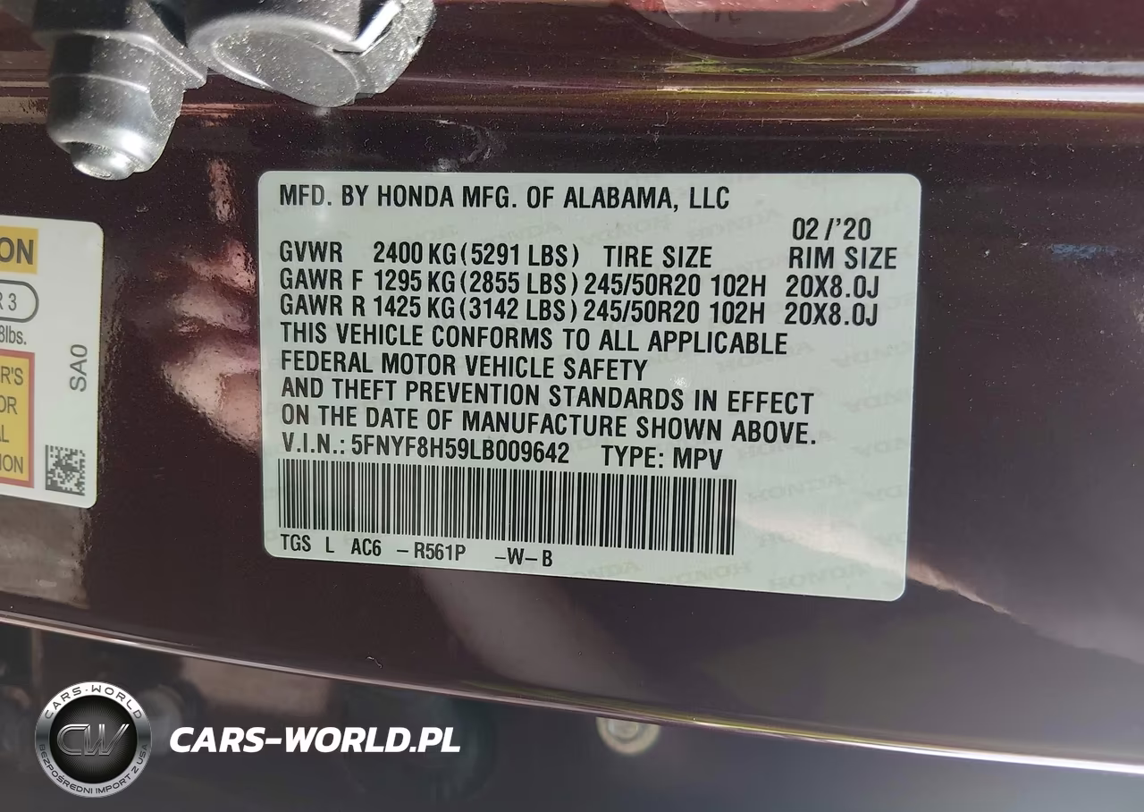 2020 Honda Passport Awd Ex-L VIN:5FNYF8H59LB009642 - 9