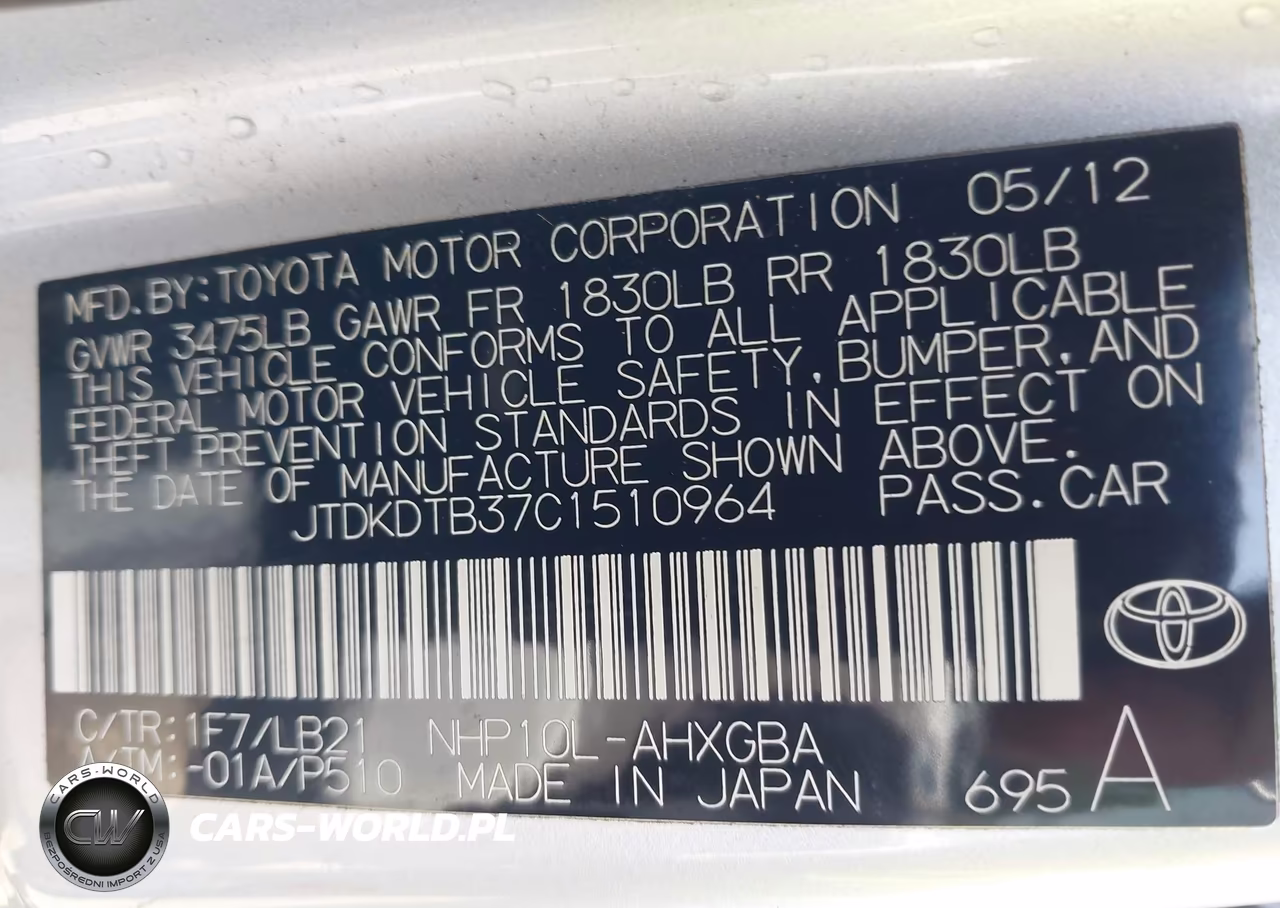 2012 Toyota Prius C Four VIN:JTDKDTB37C1510964 - 9