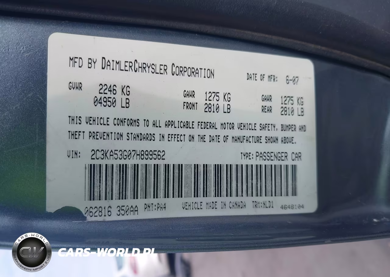 2007 Chrysler 300 Touring VIN:2C3KA53G07H899562 - 9