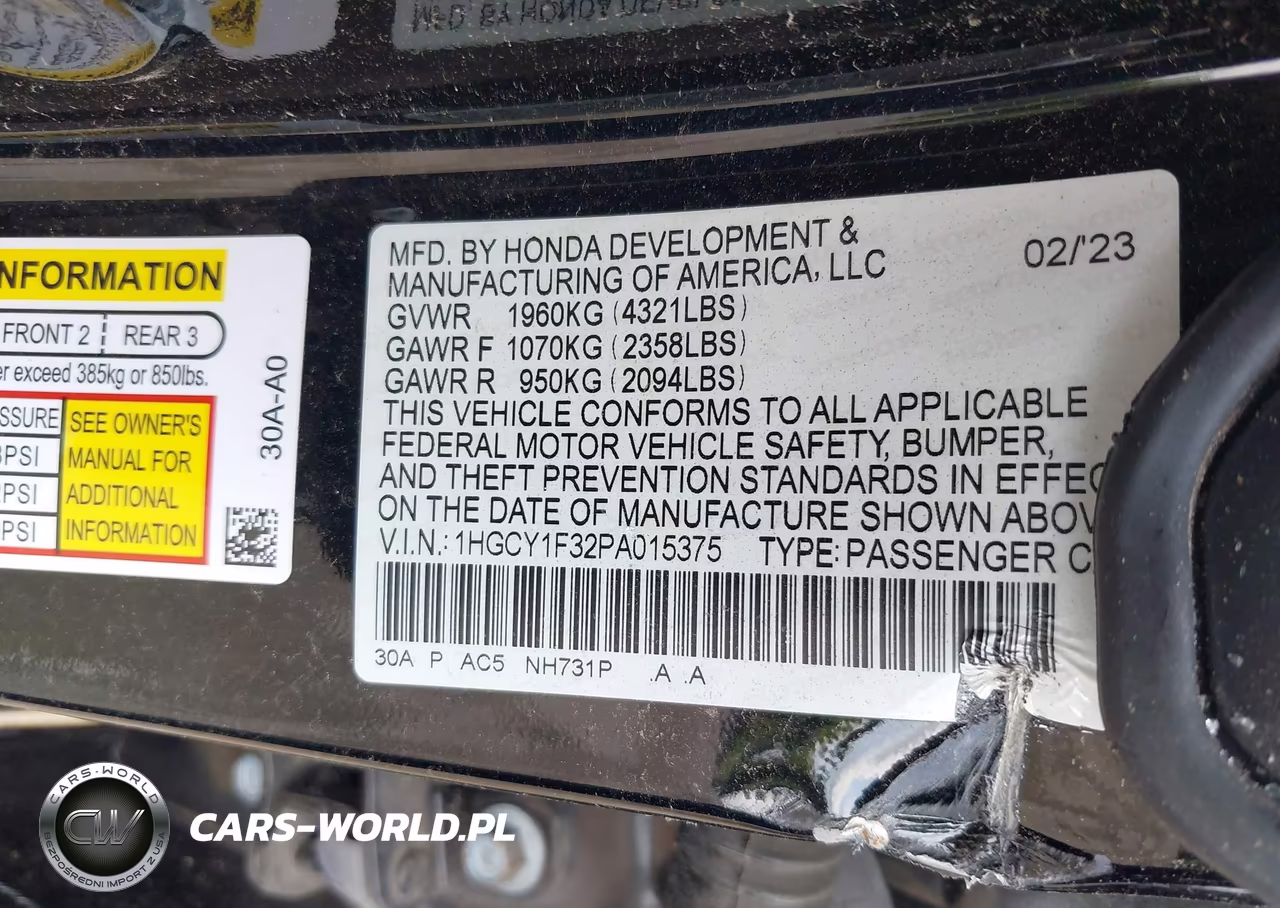 2023 Honda Accord Ex VIN:1HGCY1F32PA015375 - 9