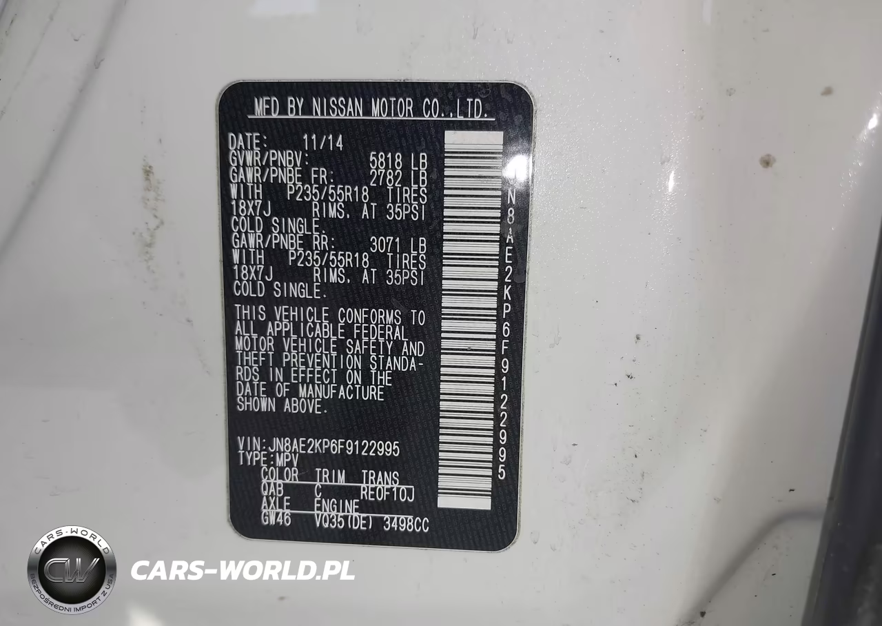 2015 Nissan Quest Sl VIN:JN8AE2KP6F9122995 - 9