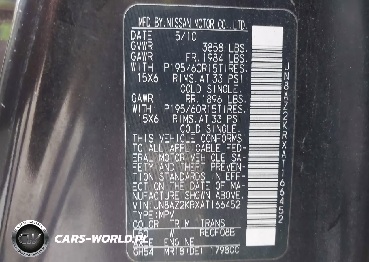 2010 Nissan Cube 1.8S VIN:JN8AZ2KRXAT166452 - 9