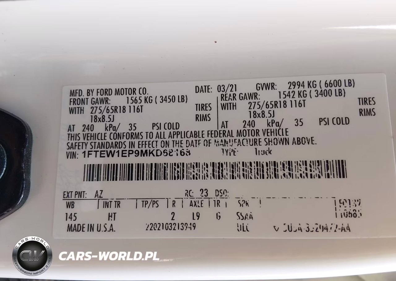 2021 Ford F-150 Lariat VIN:1FTEW1EP9MKD68168 - 9