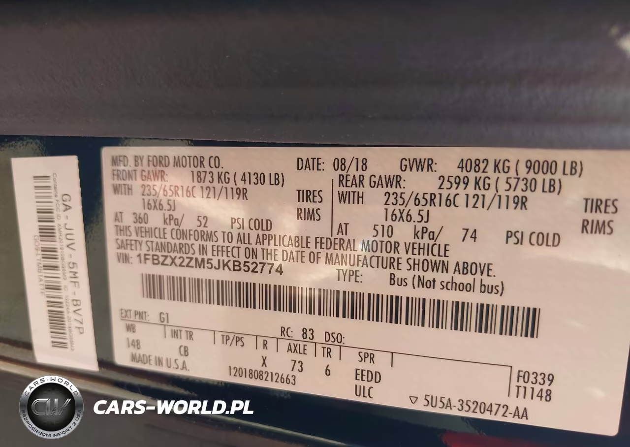 2018 Ford Transit-350 Xl-Xlt VIN:1FBZX2ZM5JKB52774 - 9
