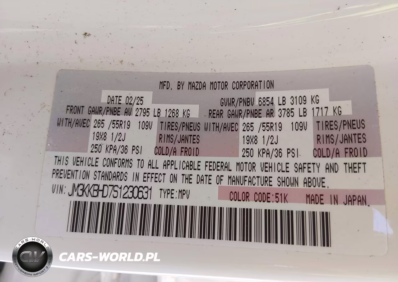 2025 Mazda Cx-90 3.3 Turbo Preferred Package VIN:JM3KKBHD7S1230631 - 9