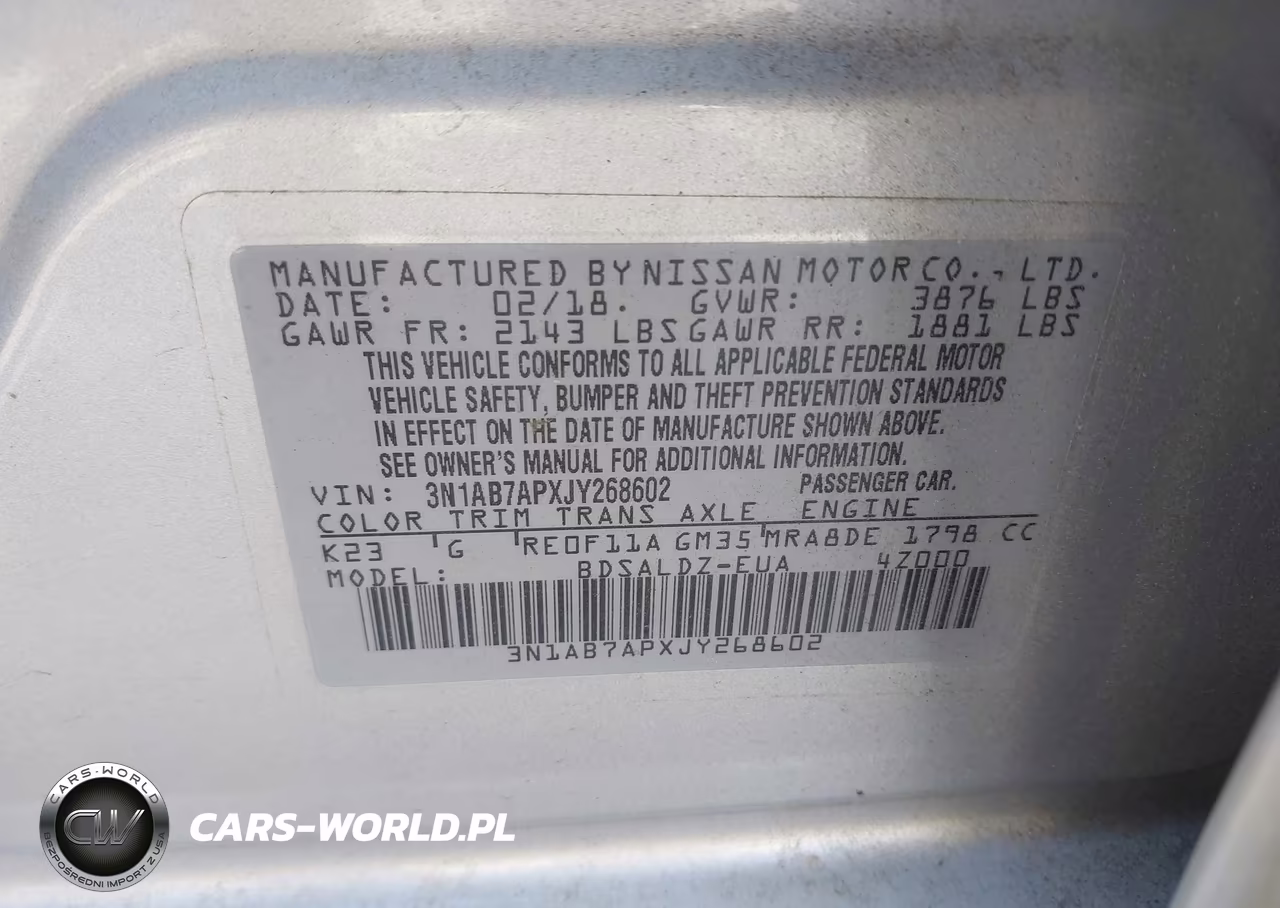 2018 Nissan Sentra Sv VIN:3N1AB7APXJY268602 - 9
