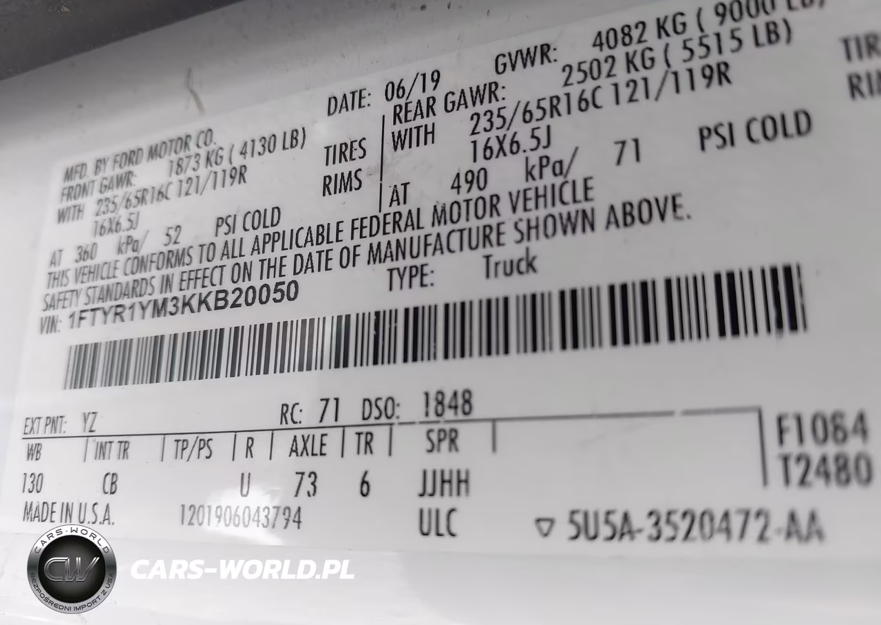 2019 Ford Transit-250 VIN:1FTYR1YM3KKB20050 - 9
