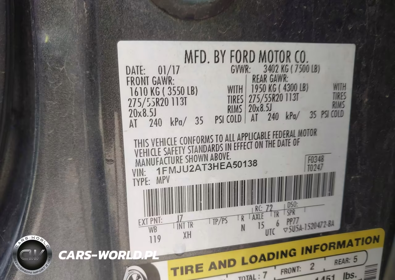 2017 Ford Expedition Limited VIN:1FMJU2AT3HEA50138 - 9