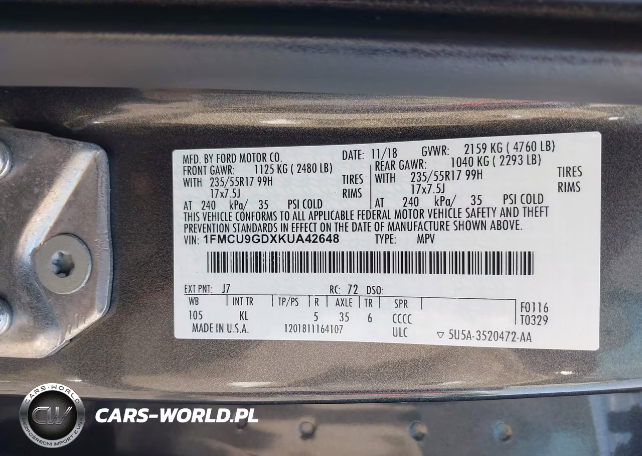 2019 Ford Escape Se VIN:1FMCU9GDXKUA42648 - 9