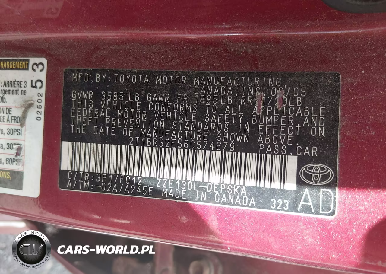 2006 Toyota Corolla S VIN:2T1BR32E56C574679 - 9
