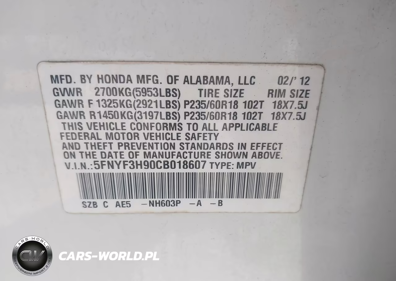 2012 Honda Pilot Touring VIN:5FNYF3H90CB018607 - 9