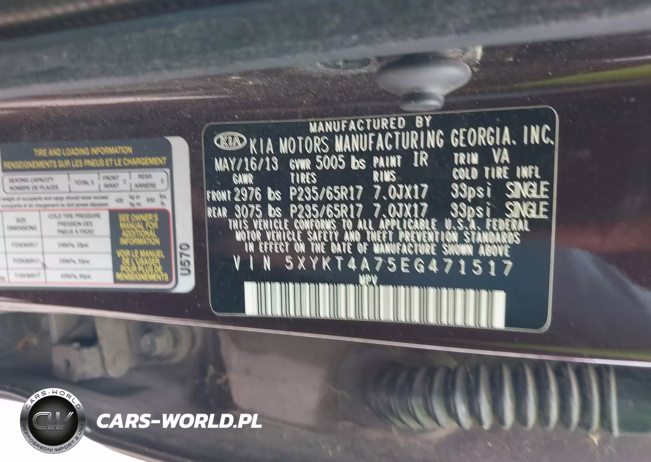 2014 Kia Sorento Lx V6 VIN:5XYKT4A75EG471517 - 9