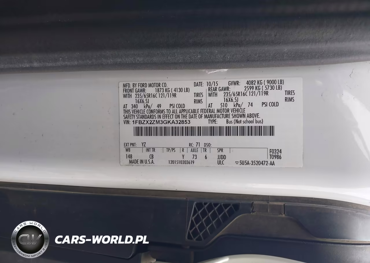 2016 Ford Transit T-350 VIN:1FBZX2ZM3GKA32853 - 9