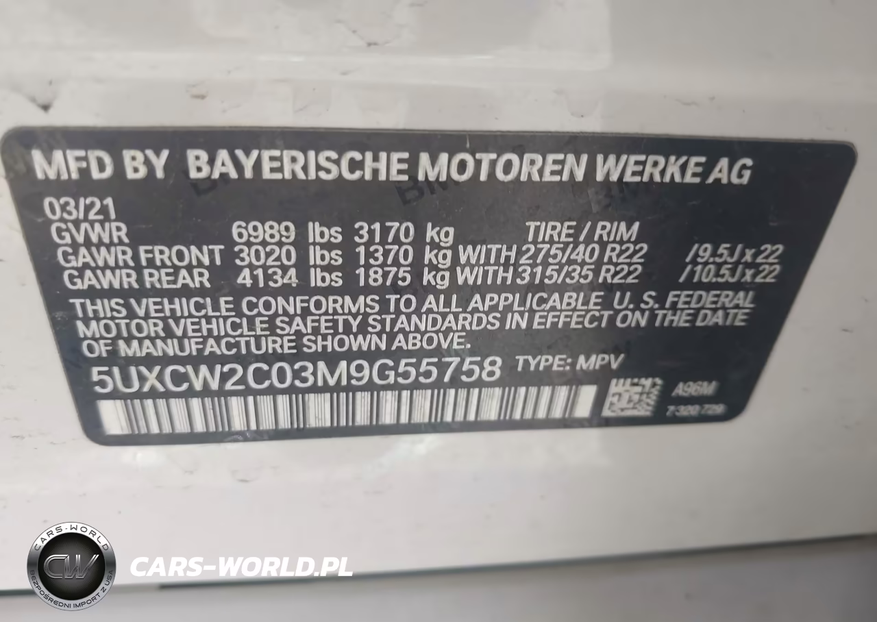2021 BMW X7 xDrive40I VIN:5UXCW2C03M9G55758 - 9