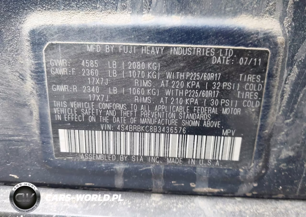 2011 Subaru Outback 2.5I Limited VIN:4S4BRBKC8B3436576 - 9