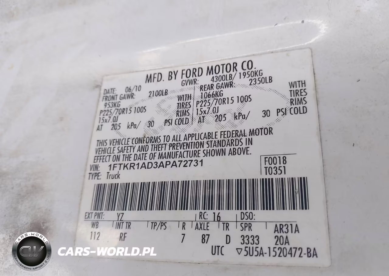 2010 Ford Ranger Xl-Xlt VIN:1FTKR1AD3APA72731 - 9