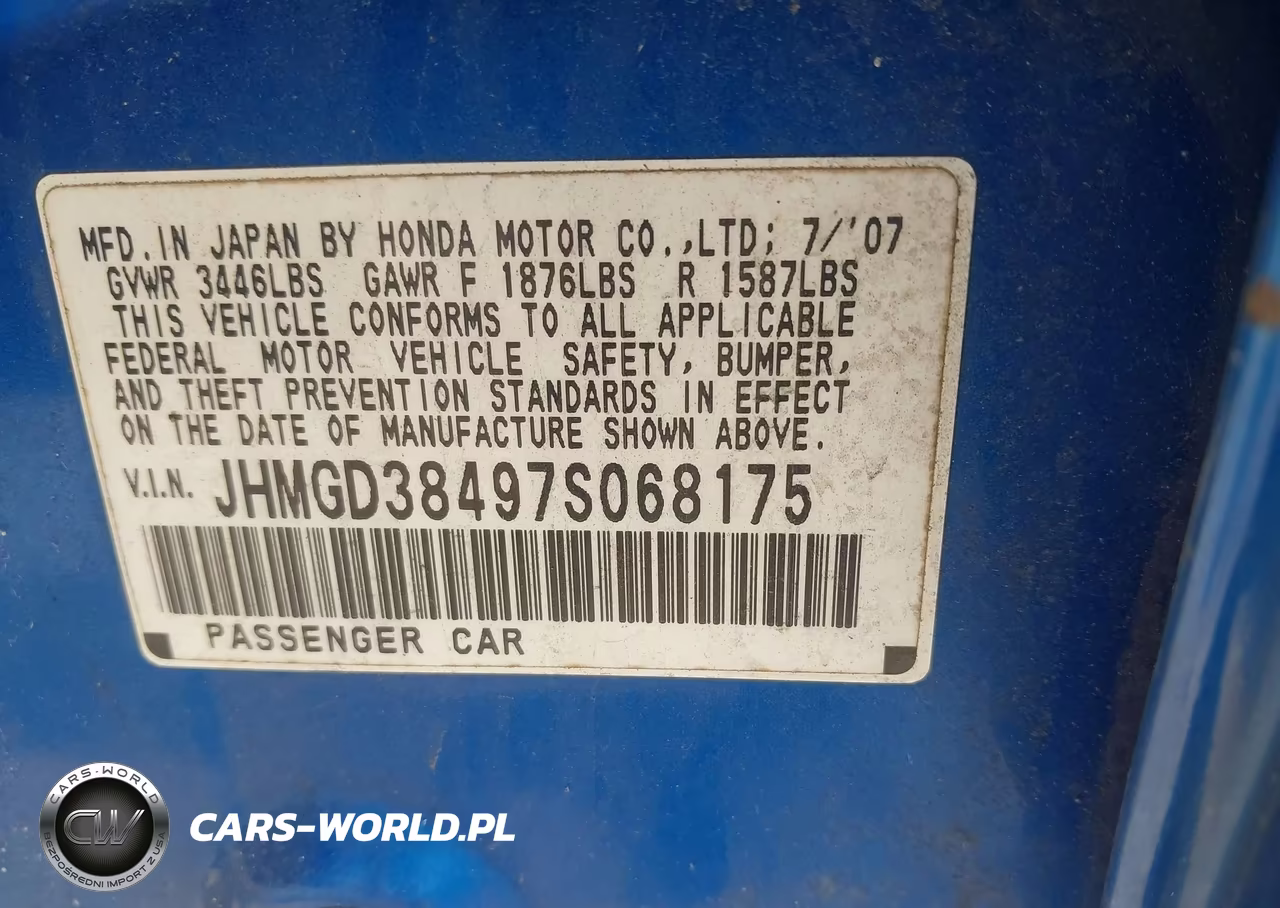 2007 Honda Fit VIN:JHMGD38497S068175 - 9