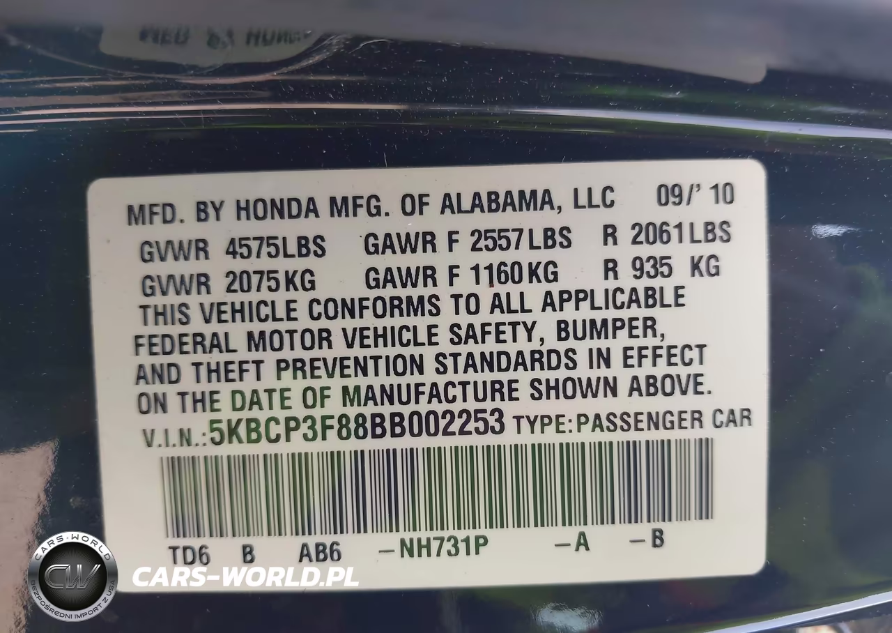 2011 Honda Accord 3.5 Ex-L VIN:5KBCP3F88BB002253 - 9