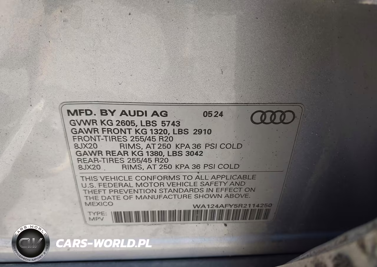2024 Audi Sq5 Sportback Premium Plus Tfsi Quattro Tiptronic VIN:WA124AFY5R2114250 - 9