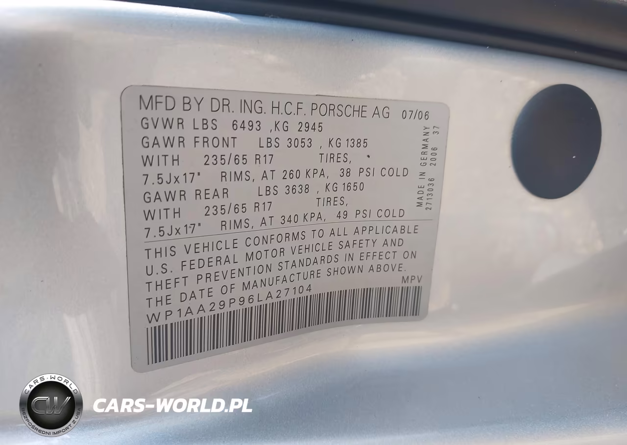 2006 Porsche Cayenne VIN:WP1AA29P96LA27104 - 9