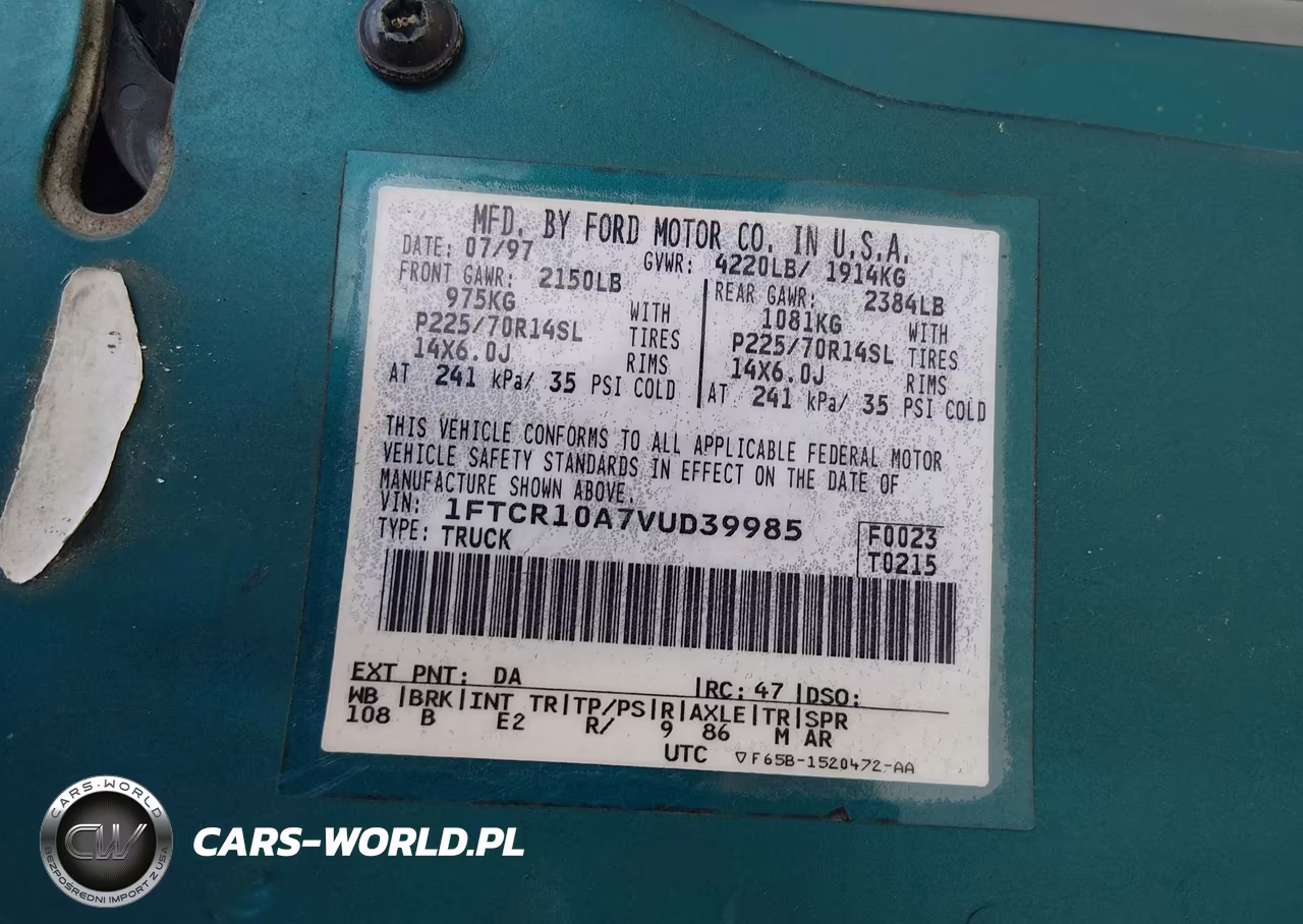 1997 Ford Ranger Splash-Xlt VIN:1FTCR10A7VUD39985 - 9