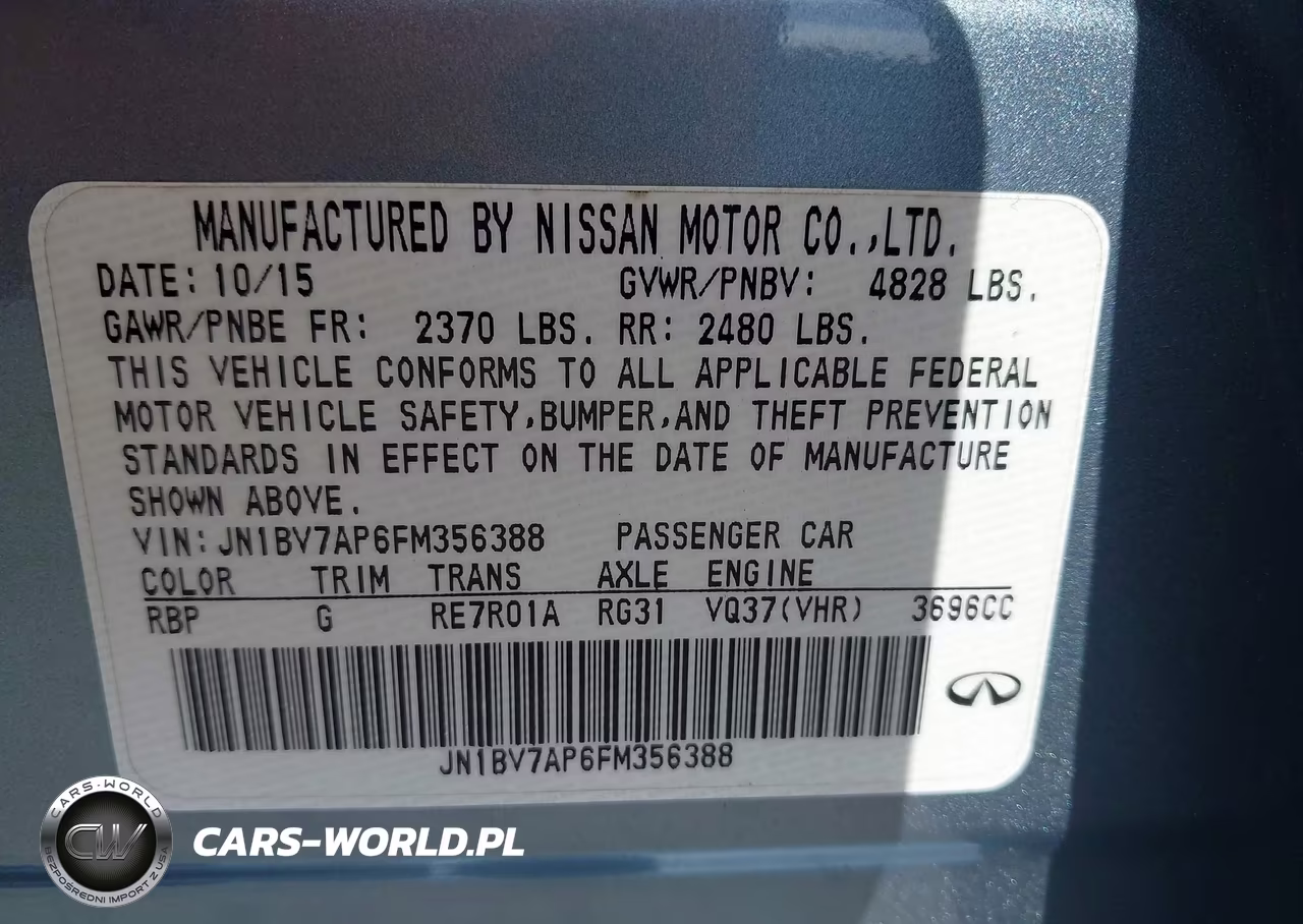 2015 Infiniti Q50 VIN:JN1BV7AP6FM356388 - 9