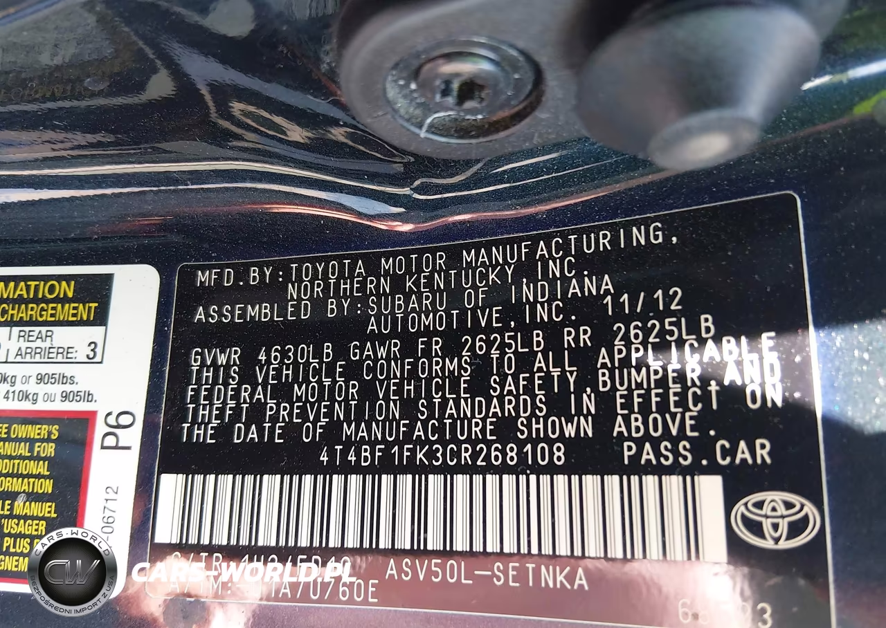 2012 Toyota Camry Le VIN:4T4BF1FK3CR268108 - 9